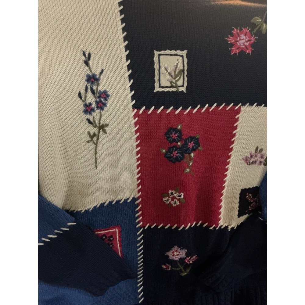 Alfred Dunner Wool Blend Women M Multicolor Floral Patchwork Cottage Core - Picture 2 of 4